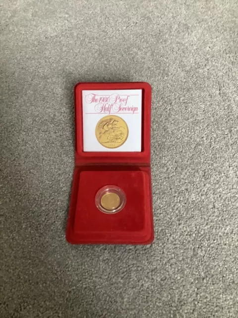 1980 Proof Gold Half Sovereign Coin In Mint Condition & Certificate.