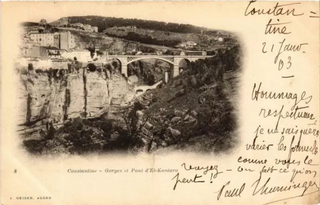 CPA AK ALGERIA Geiser 8 CONSTANTINE - Gorges et Pont d'EL-KANTARA (764514)