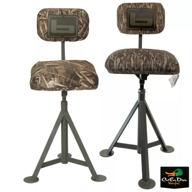 New Banded Gear Tripod Blind Stool - Adjustable Pit Chair Padded Camo Swivel -