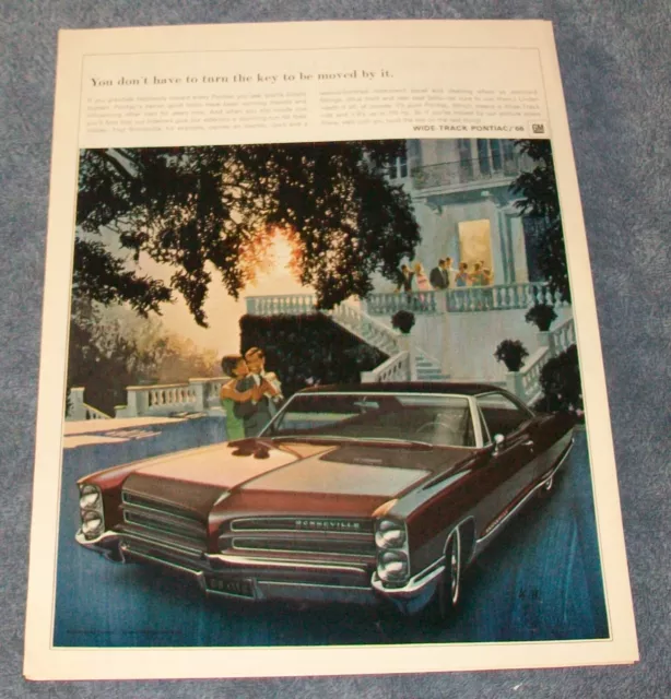 1966 Pontiac Bonneville 2-Door Hardtop Vintage Ad "You Don't Have to Turn..."