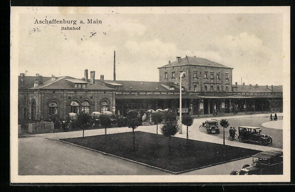 Ansichtskarte Aschaffenburg /Main, Blick gegen Bahnhof - bei Bartko-Reher