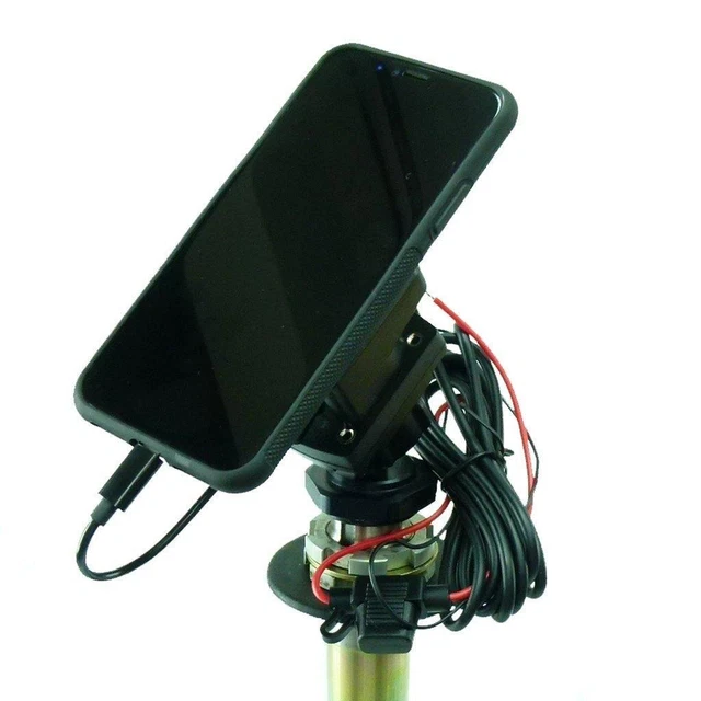 20.5mm - 24.5mm Central Fork Stem TiGRA MountCase for iPhone SE 1st edition Hardwire-Direct to battery charger (sku 41331)