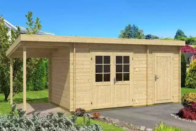 Gartenhaus Gerätehaus Maria Holz mit Anbau Schleppdach Schuppen 28 o. 40 mm