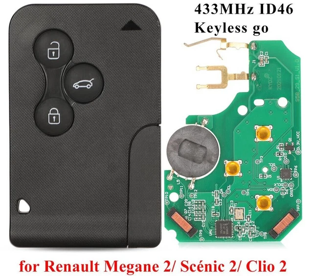 Fits Renault Megane 433MHz ID46 PCF7943  Complete Transponder Remote Key