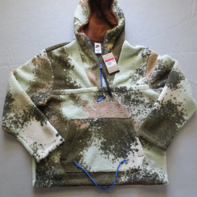 Nike Sportswear Sport Essentials+ 1/2-Zip Sherpa Hoodie Size L Olive DD5009-222