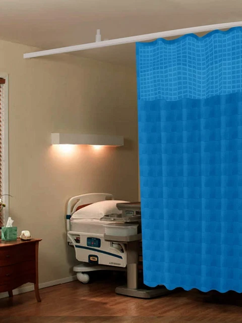Polyester Dark Blue Cubes Square ICU Partition SIZE:120 x 215,Hospital Curtain