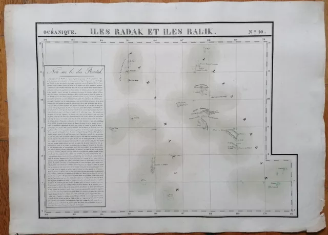 Pacific Large Original Map Marshall Islands Iles Radak by Vandermaelen - 1827