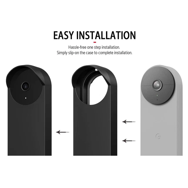 (Negro) Funda protectora de silicona para timbre de GoogleNest Dustpr YA
