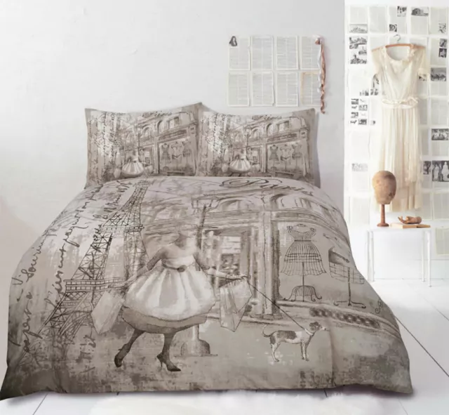 Paris Quilt Doona Duvet Cover Set Bedding Parisienne France Eiffel Tower Fashion