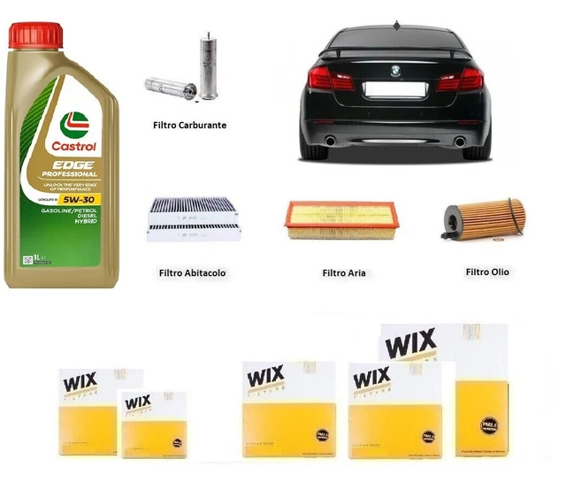 Kit Manutenzione Auto: Filtro Olio, Filtro Aria, Filtro Abitacolo A Carbone + Tappo Scarico Olio – Compatibile Audi, Seat, Skoda, VW