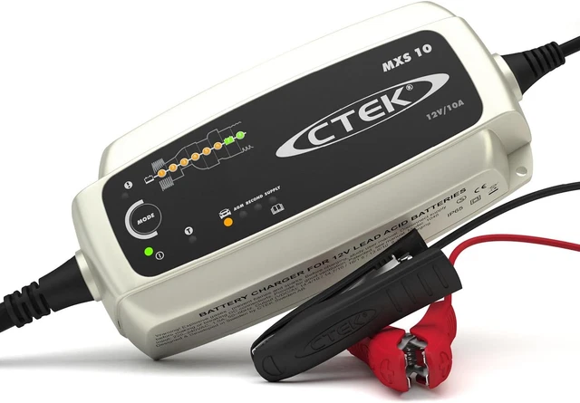 MXS 10, Chargeur De Batterie 12V 10A, Métallique Gris Argenté