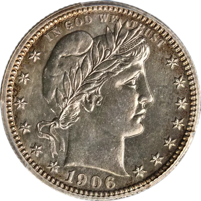 1906 Barber Quarter Proof PCGS PR64 Nice Eye Appeal Strong Strike