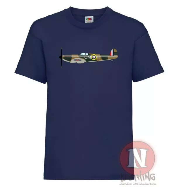 Personalisiert Spitfire T-Shirt WW2 Flugzeuge Raf Kinder Add Ihre Initialen