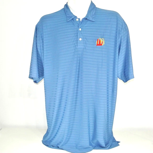 MCDONALDS VINTAGE 1990S Fast Food Employee Uniform Polo Shirt Blue Size 
