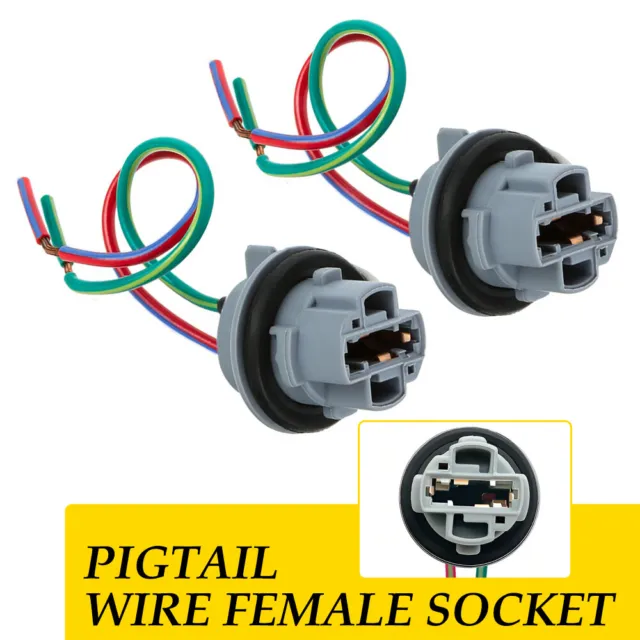2x 7440 992 7440NA 7440A LED Bulb Brake Turn Signal Light Socket Harness Wire