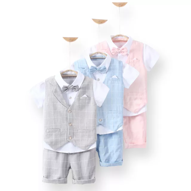 3Pcs Formal Toddler Children Boy Kid Short Suit Wedding Party Outfits size 1-8Y