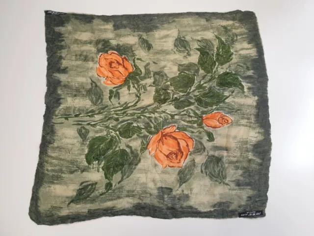 Uu306 Damen Knotenhalst Üppig Grün Orang Blumen Kopf Quadratischer Schal 30 Zoll X 30 Zoll