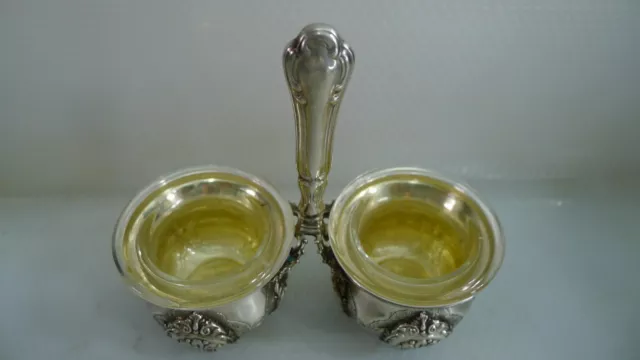 Open Salt and Pepper Cellars Holders Sterling Silver Beautiful Vintage 2