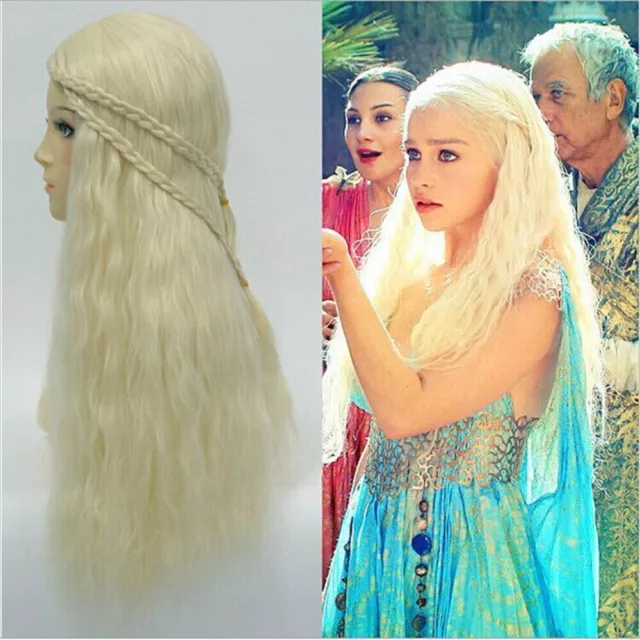 Halloween Game of Thrones Blonde Long Curly Wigs Daenerys Targaryen CosplayЙ