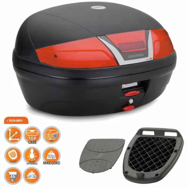 Valise Top Case Moto Scooter Kappa K46N Avec Platine Monolock Capacité 46 Litre