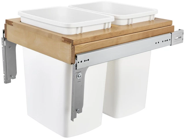 Rev-A-Shelf 4WCTM-21DM2-495-FL 4WCTM Top Mount Double Bin Trash - Natural Wood