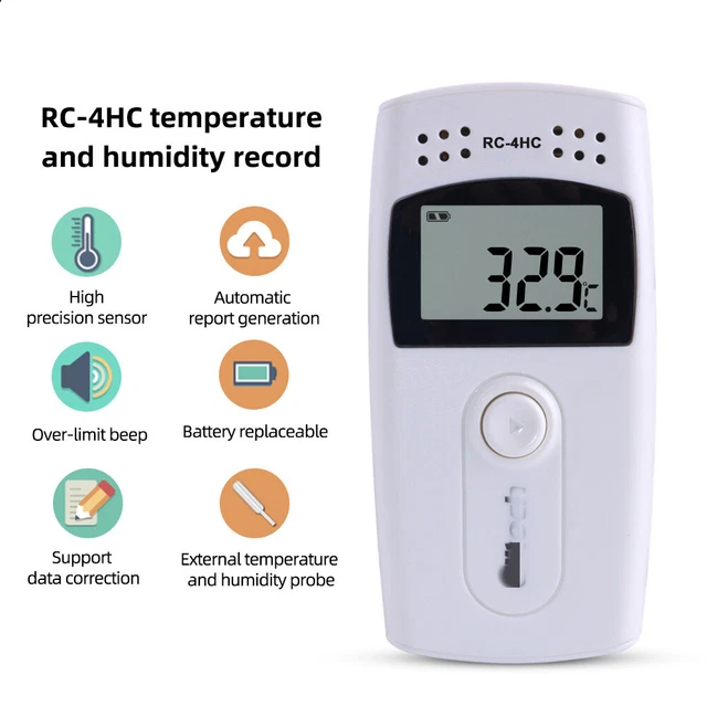 RC-4HC LCD Screen Digital Display USB Temperature Humidity Data Logger Monitor