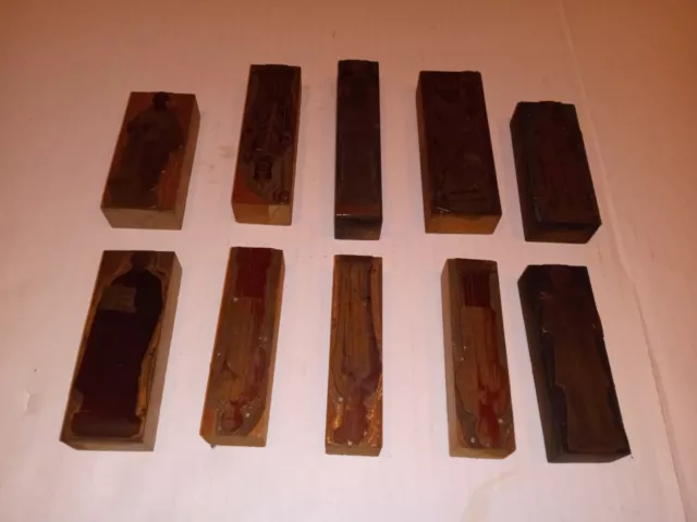 Lot Of 10 Vintage Religious Copper Printing Blocks Figures