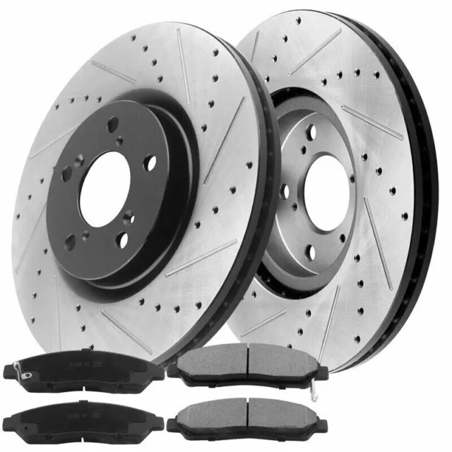 REAR 262mm Drilled Rotors Ceramic Brake Pads for Jeep Compass Patriot Sebring