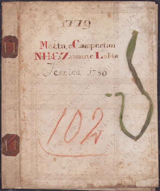 1779 Motta Camperian Zuanne Labia Legatura cartella pergamena