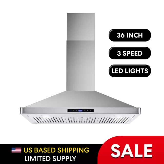 36 in Ducted Wall Mount Range Hood (Open Box) Stainless Steel Touch Controls