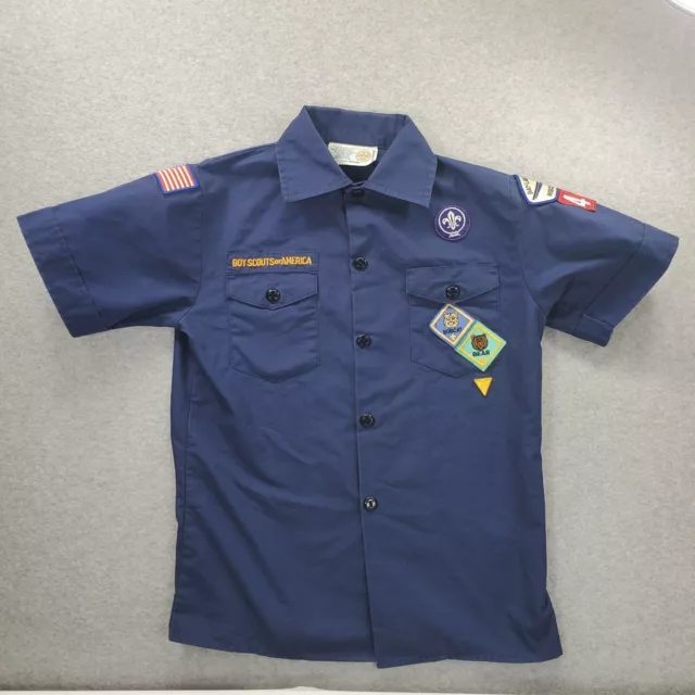 Boy Scouts of America Cub Scout Shirt Youth Blue Button Up Short Sleeve Medium