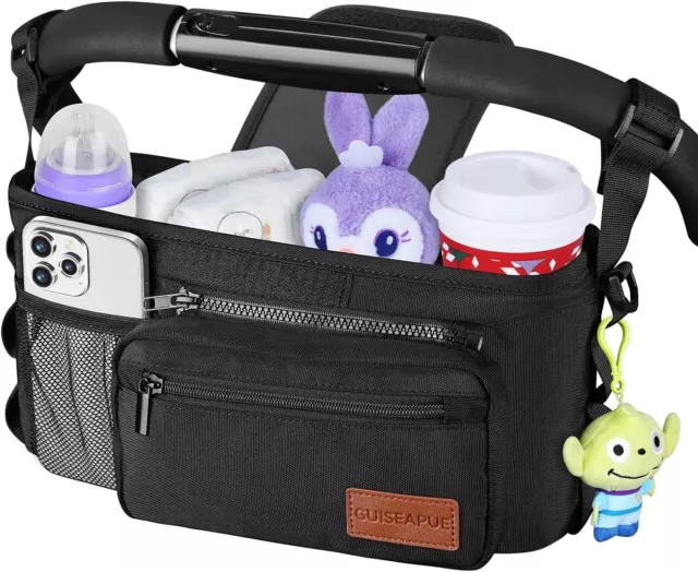 Guiseapue Universal Stroller Organizer with Cup Holder Detachable Phone Bag...