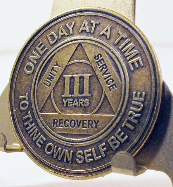 Alcoholic 3 Year Recovery - One Day Chip-Medallion Coin Medal Token AA Anonymous