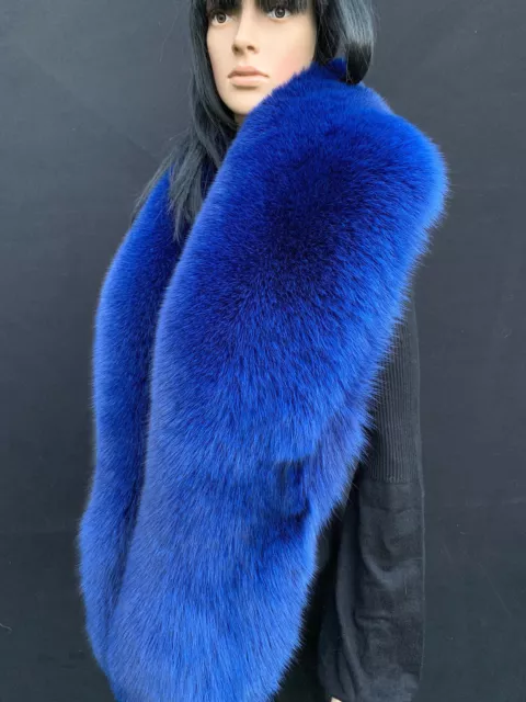 Fox Fur Boa Saga Furs Stole Beige Fur Collar Creamy Fur 70' Inch. (180cm)