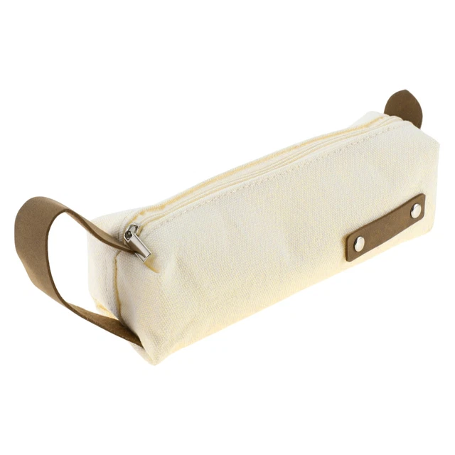 Estuche Con Botones DONGKER Estuche De Cuero Para Lápices, Estuche De Almacenamiento Con Doble Cremallera Y Asa Para Hombres, Mujeres, Hombres De Negocios, Artistas, Oficina En Casa (4.3 X 8.1 Pulgadas), Color