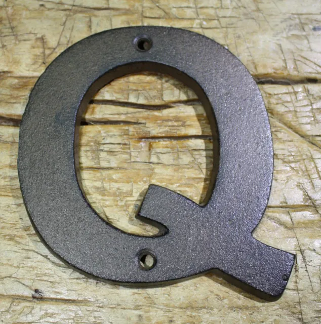 Cast Iron Industrial LETTER Q Sign Rustic Brown 5" tall Alphabet