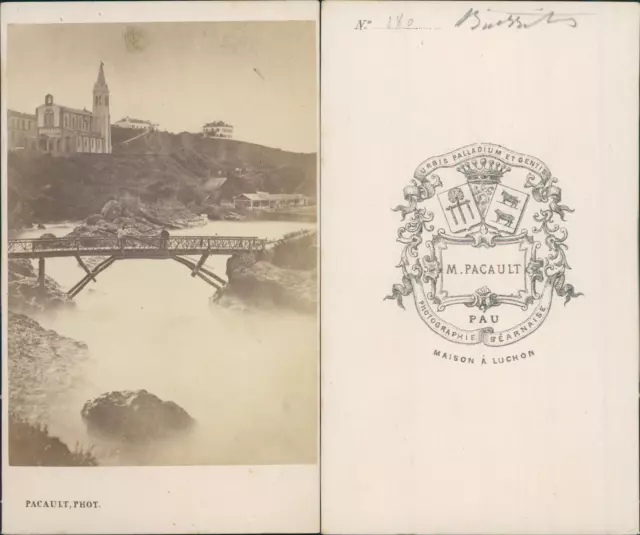 Pacault, Pau, vue de Biarritz CDV vintage albumen carte de visite. Tirage