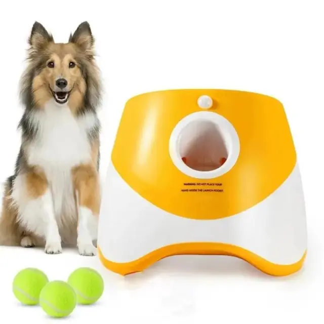 Dog Tennis Launcher Automatic Pet Dogs Chase Toy Mini Tennis Throwing Pinball