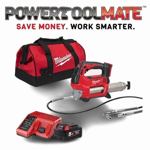 MILWAUKEE M18GG501B 18V Cordless Grease Gun, 5Ah Battery, Charger