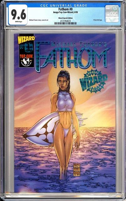 Michael Turner's Fathom 0 CGC 9.6 4131958023 Wizard Special Prism Foil Logo Key