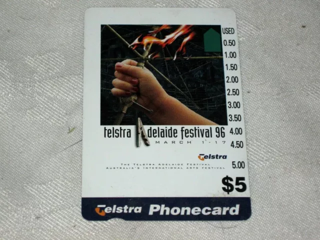 A Rare Mint Unused Telstra Australia 1996 Adelaide Festival $5 Phonecard
