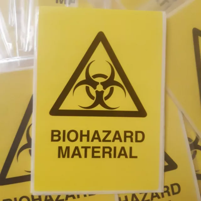 BIOHAZARD MATERIAL STICKERS - A6 Infectious Waste Warning Safety Label Decal