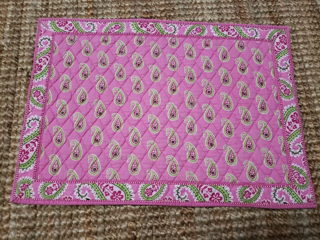 Juego de 8 Placates Vera Bradley Reversibles Acolchados Rosa Verde Cachemira Raros