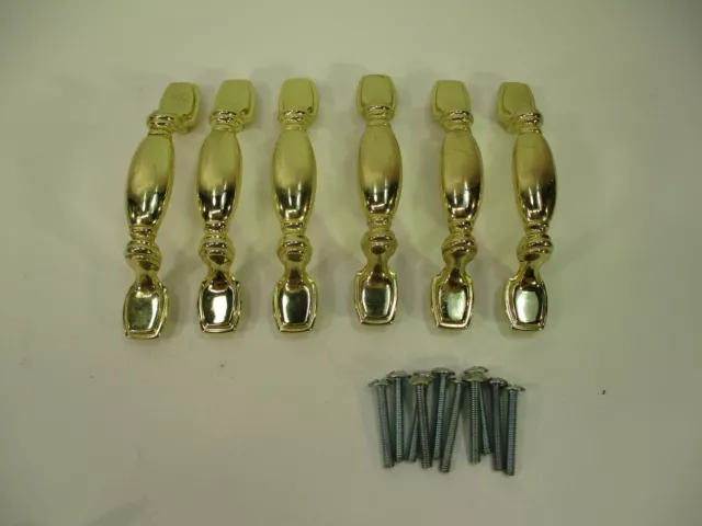 6 Vintage Keeler KBC Brass Drawer Pull Furniture Hardware 3" Holes