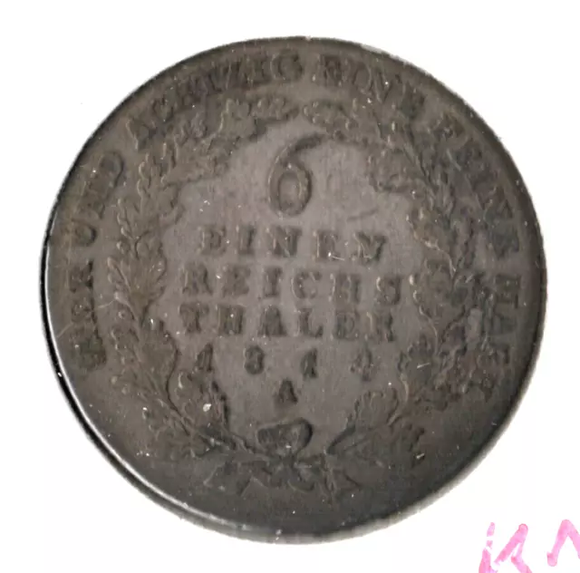 Coin Prussia (Kingdom) 1/6 Thaler 1814 A KM385, silver