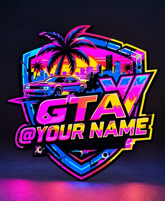 GTA6 PERSONALISED RGB Gaming Wall Decor 3D Printed Led Light USB ...