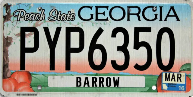 Georgia Peach Graphic, Full Peach, Map License Plates.original US License Plate