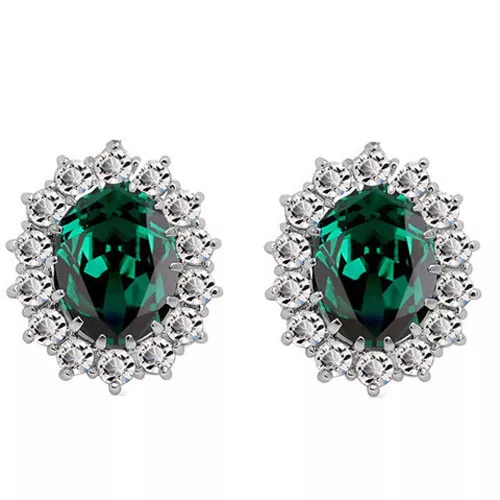 May Birthstone drop dangle earrings for women emerald green crystal rhinestones