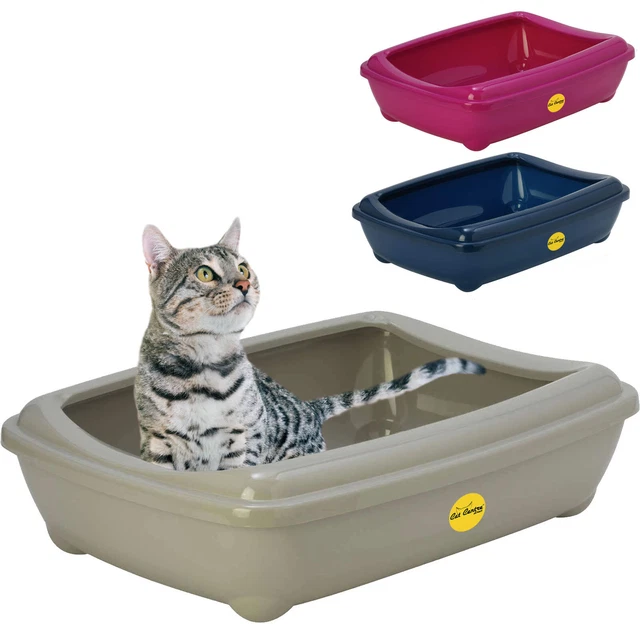 LARGE OPEN CAT Litter Tray + Rim Quality Box 50cm Pet Toilet Pan Loo