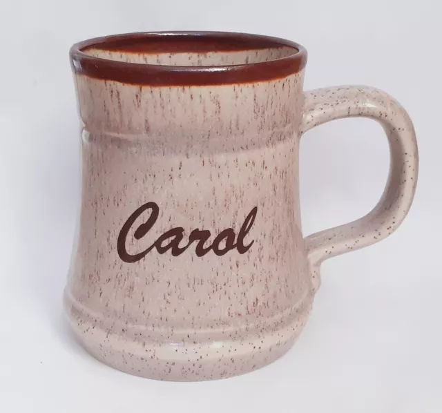 Vtg Prinknash Pottery Buckfast Abbey mug personalised CAROL H3⅝in 9cm